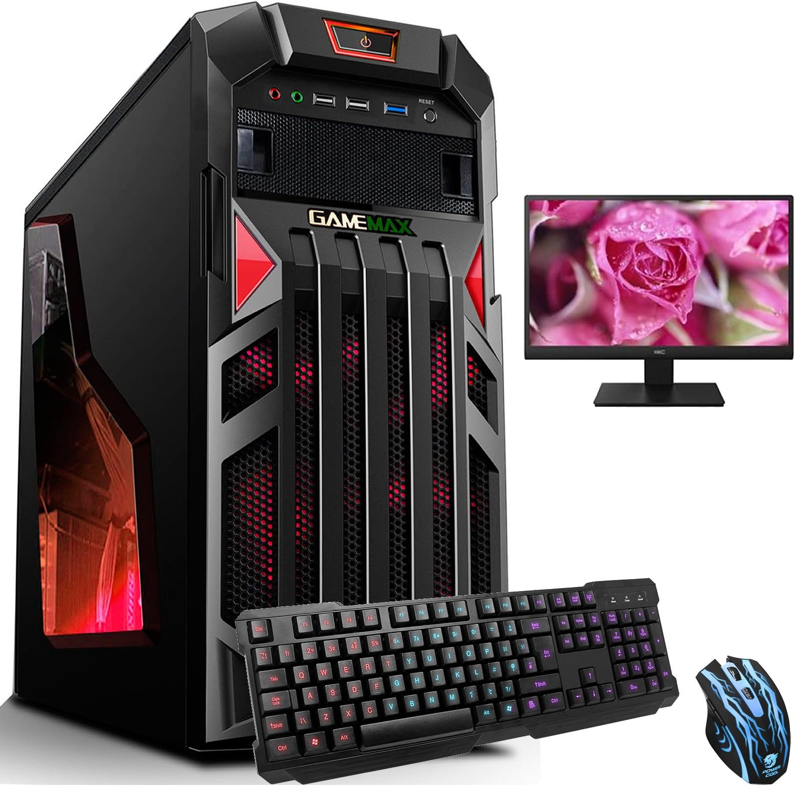 OCHW Ultra Fast Gaming PC - AMD A6 6400K Dual Core @ 4.10GHz, HD 8470D Graphics, 16GB DDR3 1600MHz RAM, 1TB Hard Drive, Gigabyte A68HM, GameMax Centurion Red Case, WiFi, 21.5" LED Widescreen D-Sub/HDMI Monitor, Gaming Keyboard & Mouse, No Operating System *** 3 YEAR WARRANTY ***