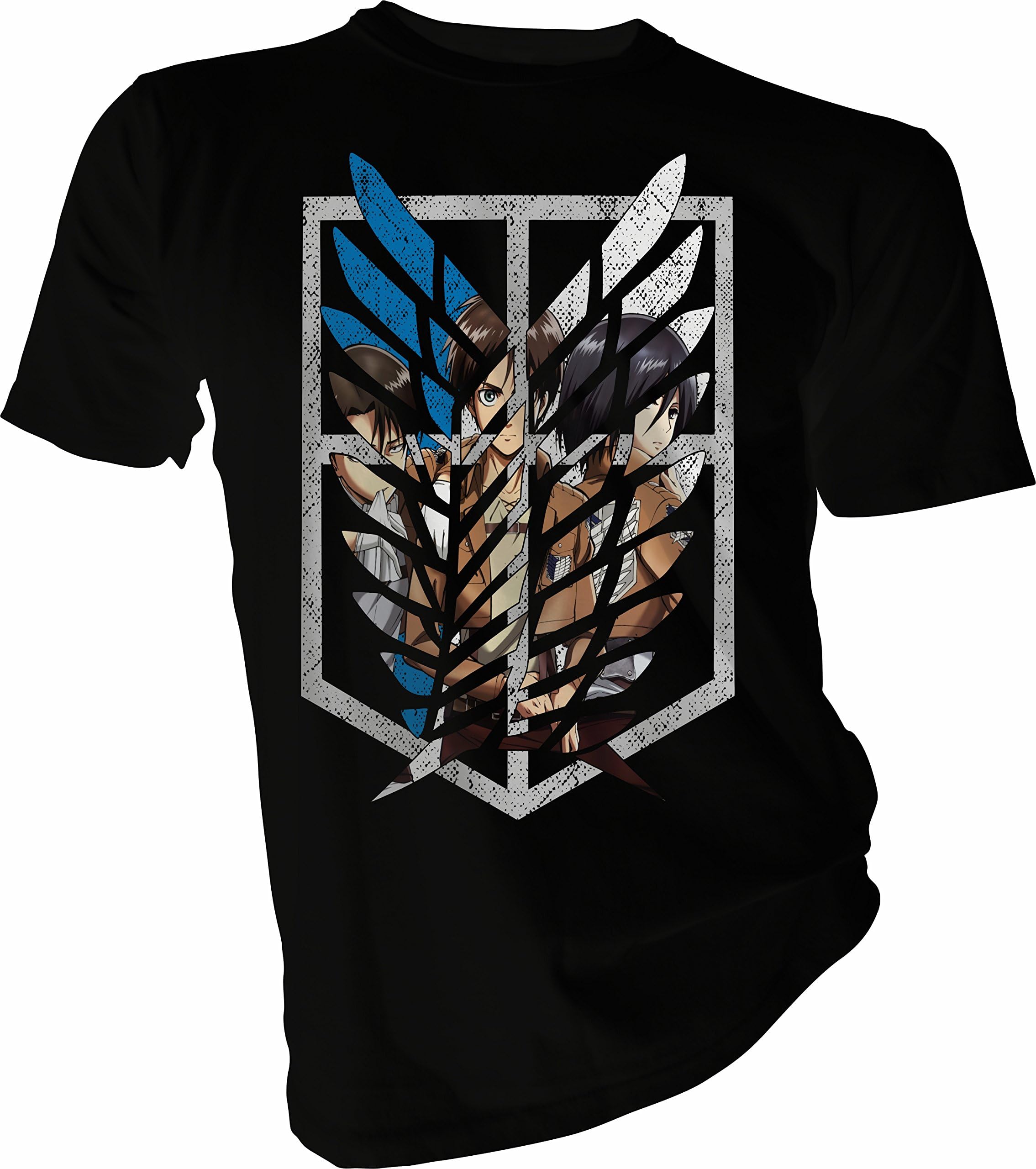 LAH Fabrics Attack on Titan, Black Unisex T-Shirt (Small)