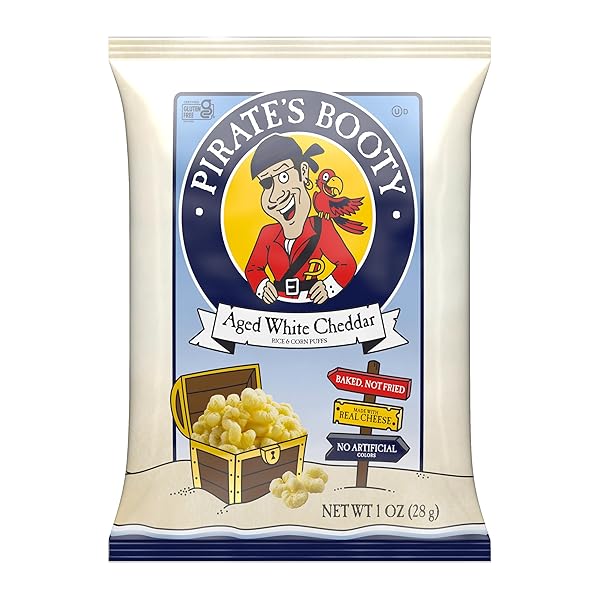 PIRATE’S BOOTY AGED WHITE CHEDDAR CHEESE PUFFS, GLUTEN-FREE, KIDS SNACKS, 1 OZ (6CT)