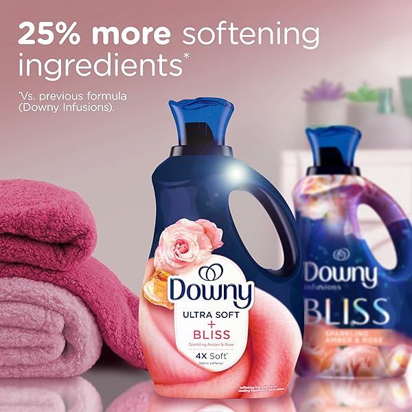 DOWNY ULTRA SOFT FABRIC SOFTENER LIQUID, BLISS, SPARKLING AMBER AND ROSE, 56 FL OZ, 83 LOADS