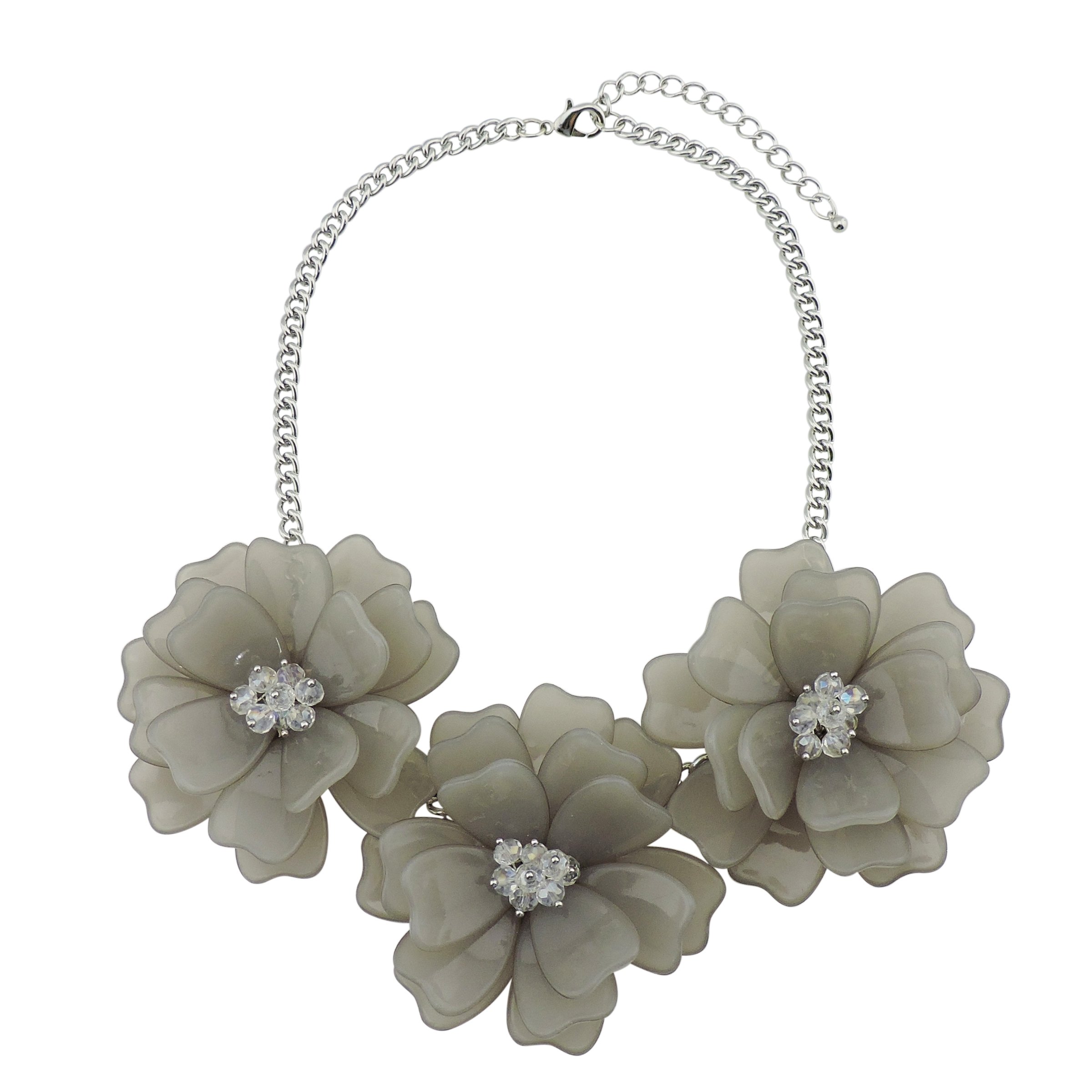 BOCAR Statement Flower Necklace Handmade Bib Collar Jewelry for Women (NK-10454-Grey) โ image 1
