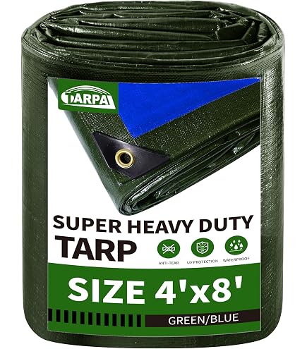 TARPAL Tarp 4x8 Feet Small Tarps Heavy Duty Waterproof 10mil Multipurpose