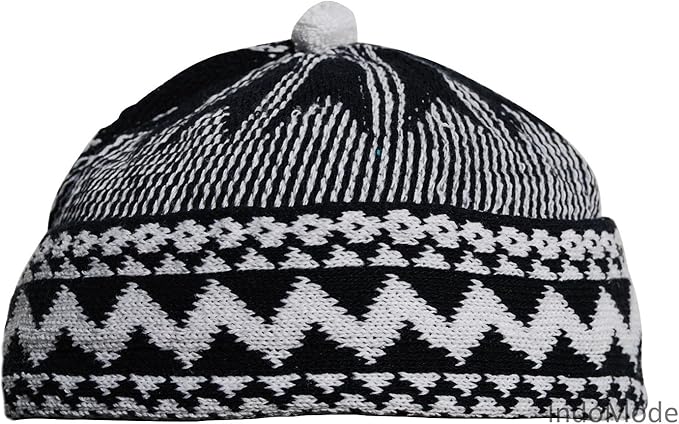 skull cap with ball on top