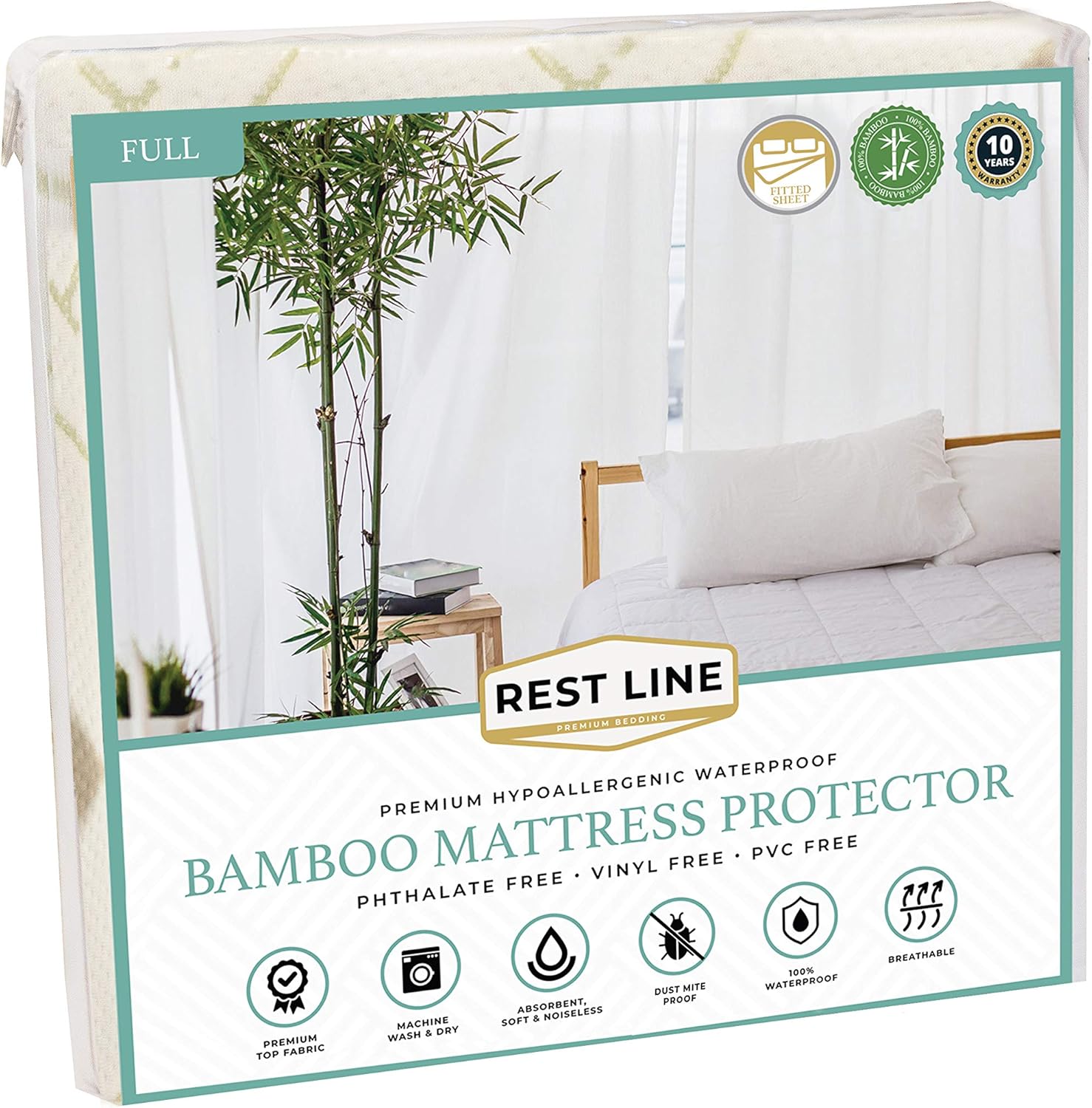 Rest LINE Bamboo Jacquard Waterproof Mattress Protector (Full/Double