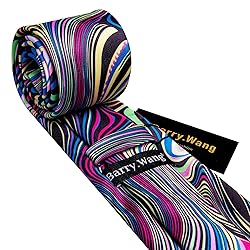 Barry.Wang Men Tie Set Rainbow Abstract Print Silk