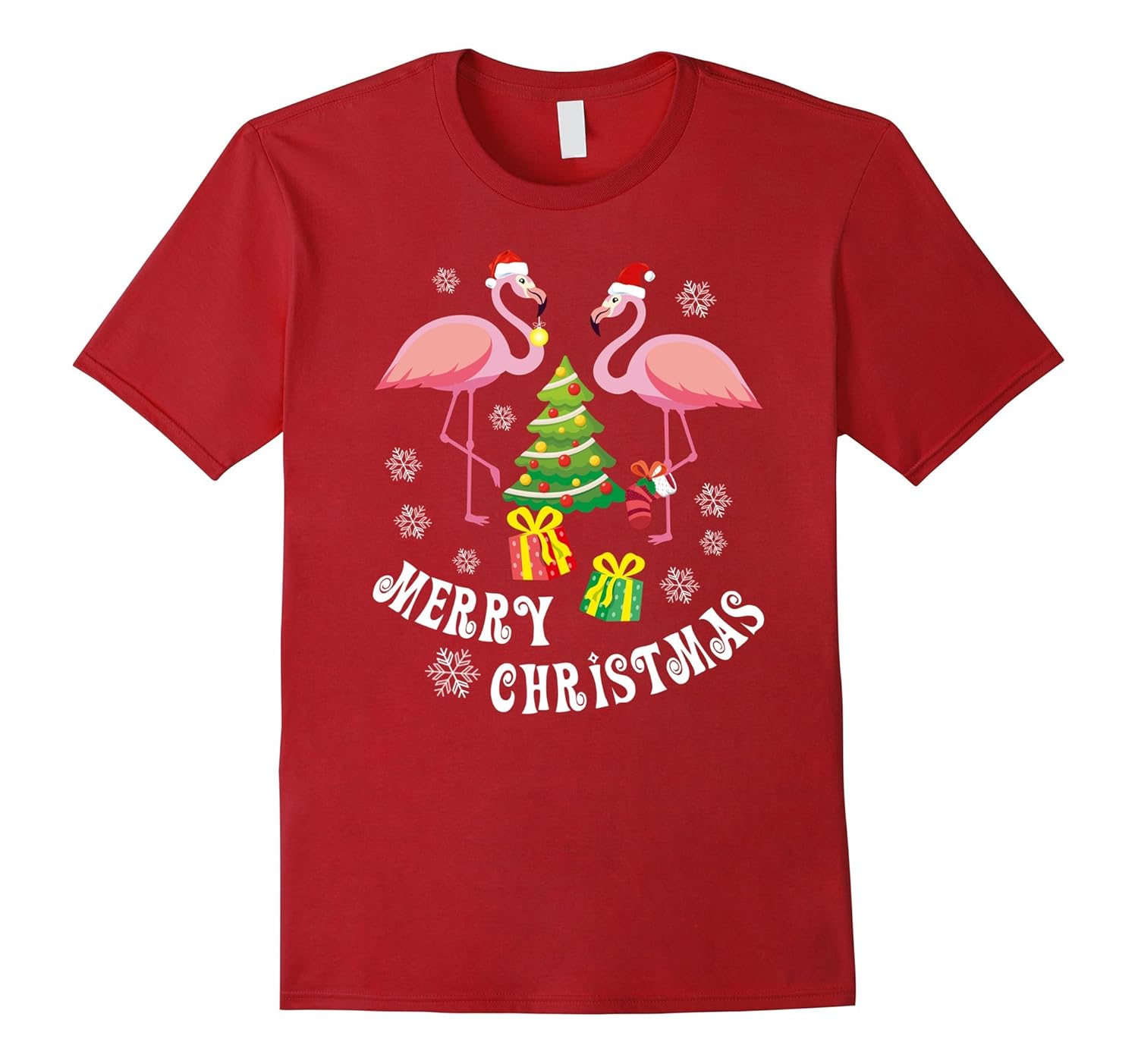 Flamingo Shirt Merry Christmas Super Cute T-shirt Pink Birds-ANZ