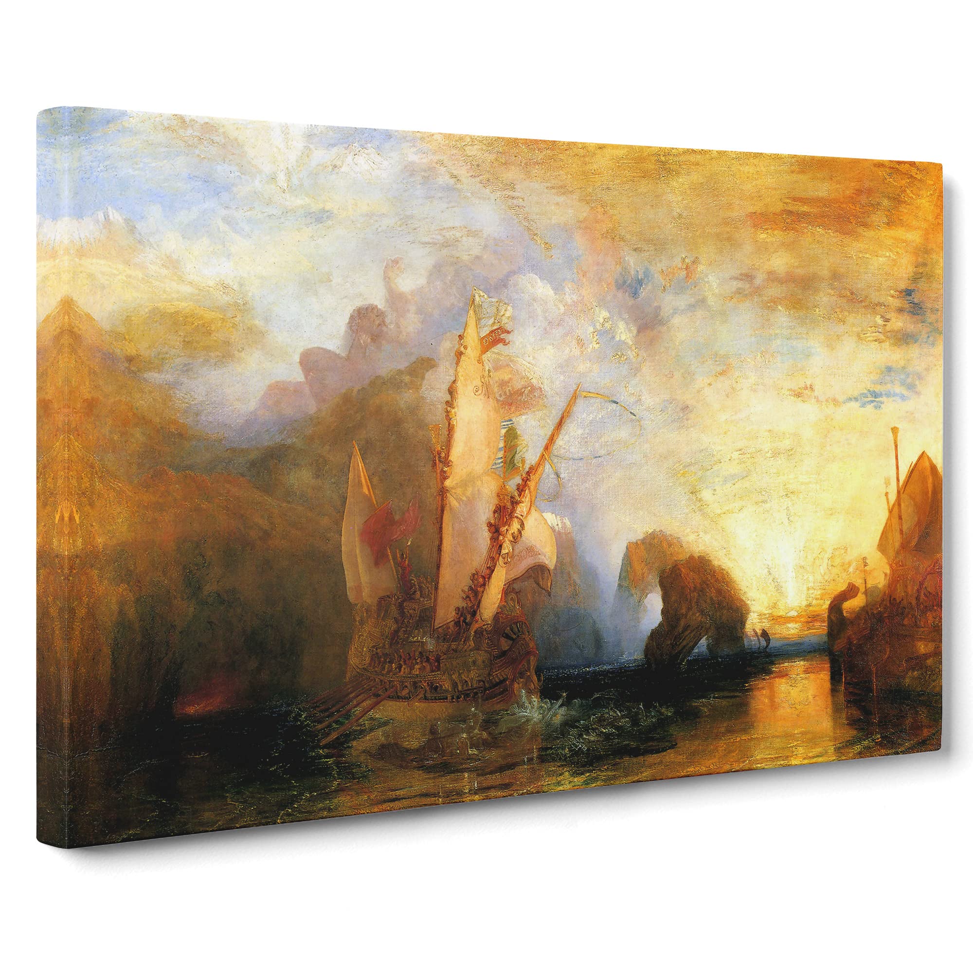 J.M.W. Turner Ulysses Deriding Polyphemus Canvas Print | Gallery Wrapped 30mm Frame Wall Art | 20x14 inches | Ready to Hang | Classic Picture | Living Room Bedroom Lounge Office