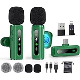 USB C Wireless Lavalier Microphone for iPhone, iPad &amp; Android Phone, Green | 360&deg; Rotatable Clip, Clear Indicator Light, Noise Reduction, Plug &amp; Play, Ideal for Vlogs, TikTok &amp; YouTube Content Creators