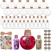 Gandeer 94 Pcs Plastic Halloween Potion Bottles with Label and Charms | 12-8.5oz and 24-1oz Mini Apothecary Jar, 12 Dragon Pendants, 45 Potion Stickers for DIY Craft Halloween Party Decorations