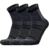 Busy Socks 3 Pack Men's Merino Wool Running Quarter Socks Womens Ankle Thick Cushioned Athletic Socks for Hiking Walking