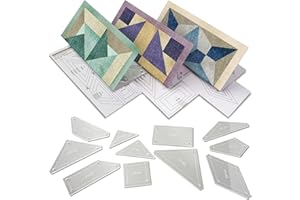 Halandar 11Pcs/3 Patterns Acrylic Template and Quilt Builder Card Paper Pieces Set Sewing Supplies Quilting Crafting Tools for Beginners DIY Patchwork Sewing Craft Clothing Craft Quilting Design