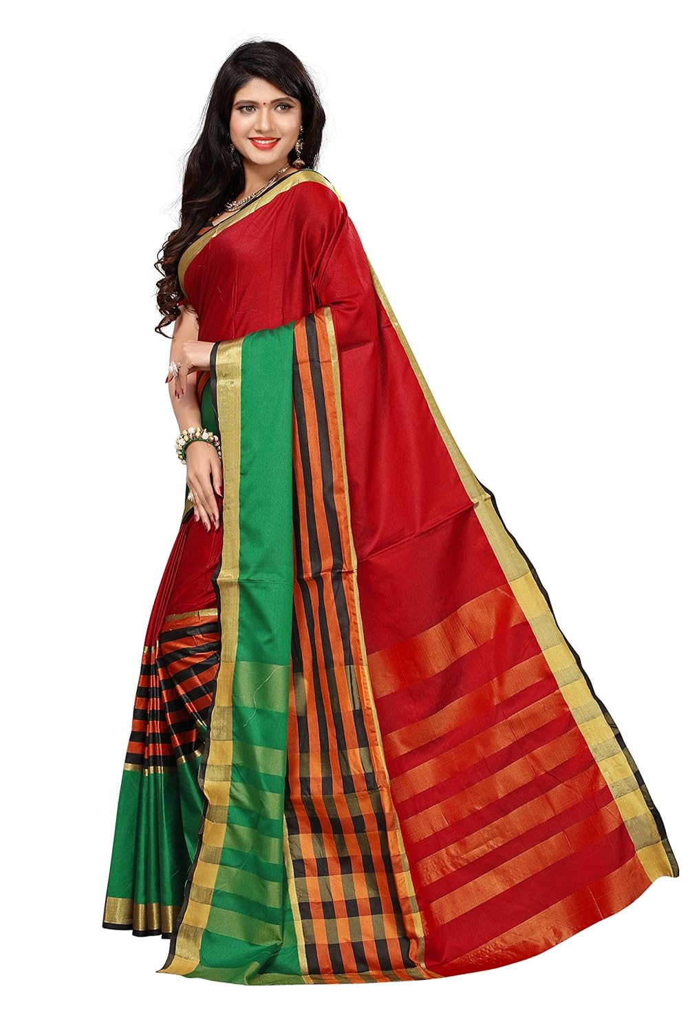 indira designer women's art silk with blouse piece saree