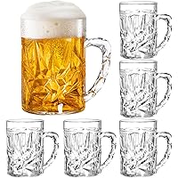 Peohud 6 Pack Plastic Beer Mugs with Handle, 20 Oz Unbreakable Plastic Beer Stein Glasses, Clear Large Beer Drinking Cups for