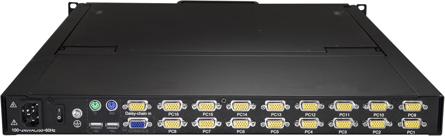 StarTech.com 16 Port Rackmount KVM Console w/ 6ft Cables, Integrated KVM Switch w/ 19" LCD Monitor - Image 4