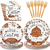Grencian 96Pcs Cutie Pi Day Baby Shower Decorations Little Cutie Pie Plates and Napkins Disposable Pi Day Decorations for Baby Shower Party Supplies, Serves 24