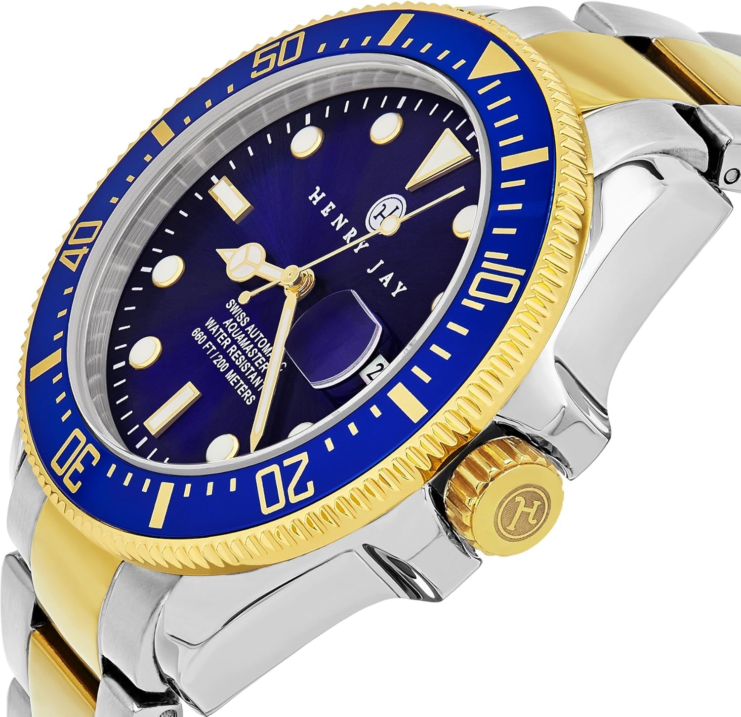 henry jay mens stainless steel specialty aquamaster professional dive watch