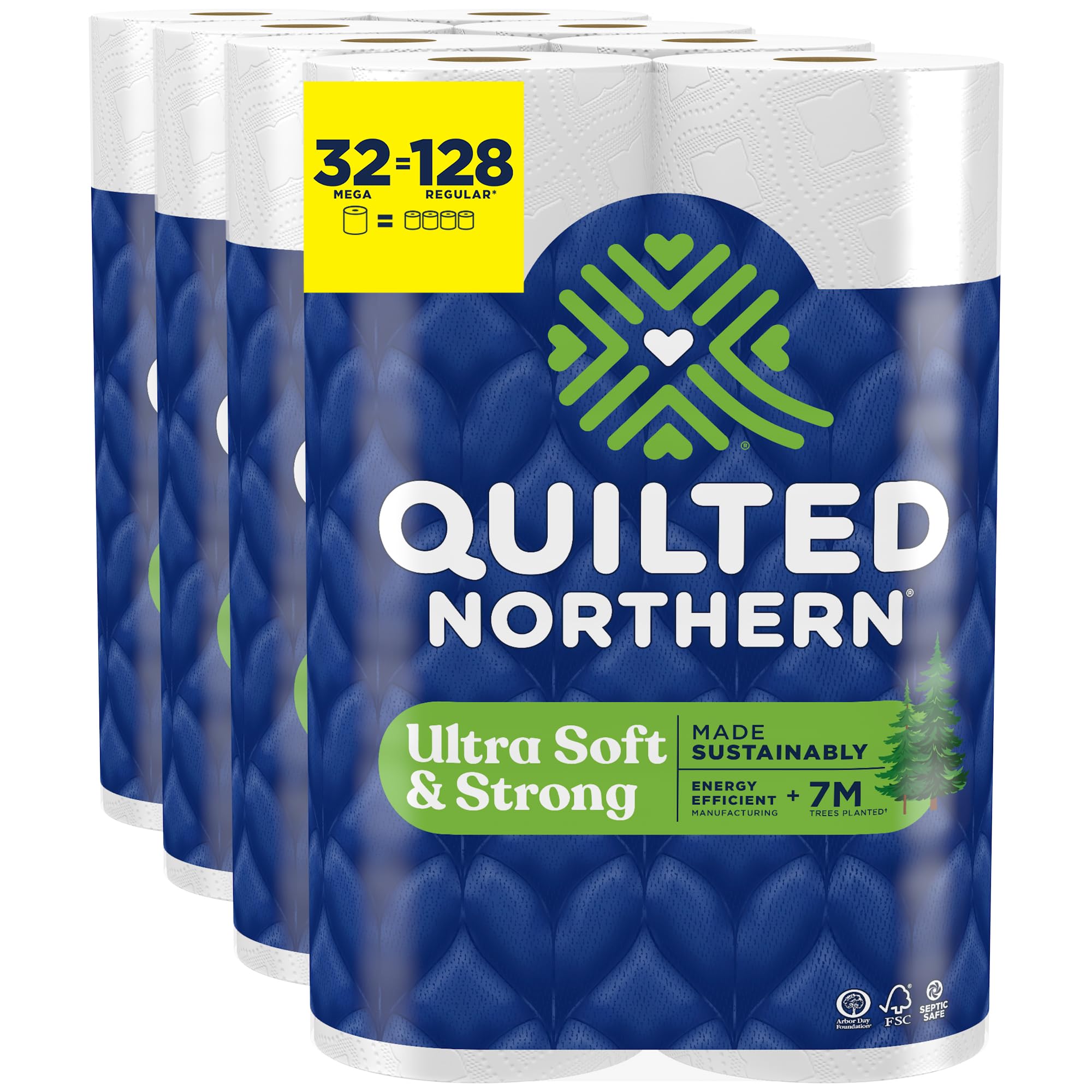Quilted Northern Ultra Soft & Strong Toilet Paper, 32 Mega Rolls = 128 Regular Rolls, 5X Stronger*, Premium Soft Toilet Tissue Image