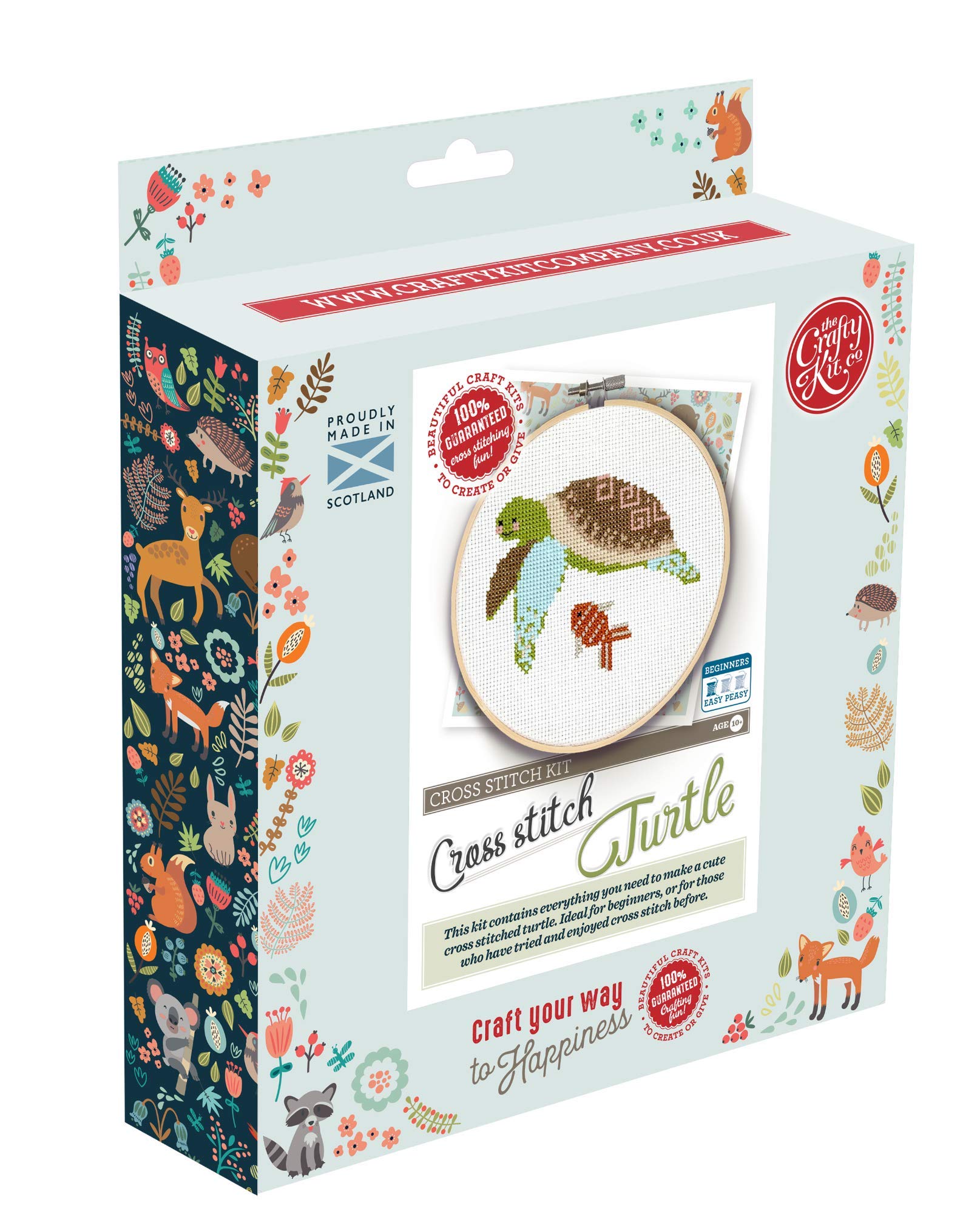 The Crafty Kit Company Turtle DIY Cross Stitch Craft Kit for The Holidays – Made in The UK
