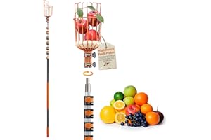 EXTEND-A-REACH Fruit Picker Pole with Basket Telescoping 5-30 ft Apple Picker Extension Pole // Telescopic Fruit Tree Picker Tool for Picking Orange Mango Avocado Lemon Pear // The Ultimate High-Reach Fruit Grabber