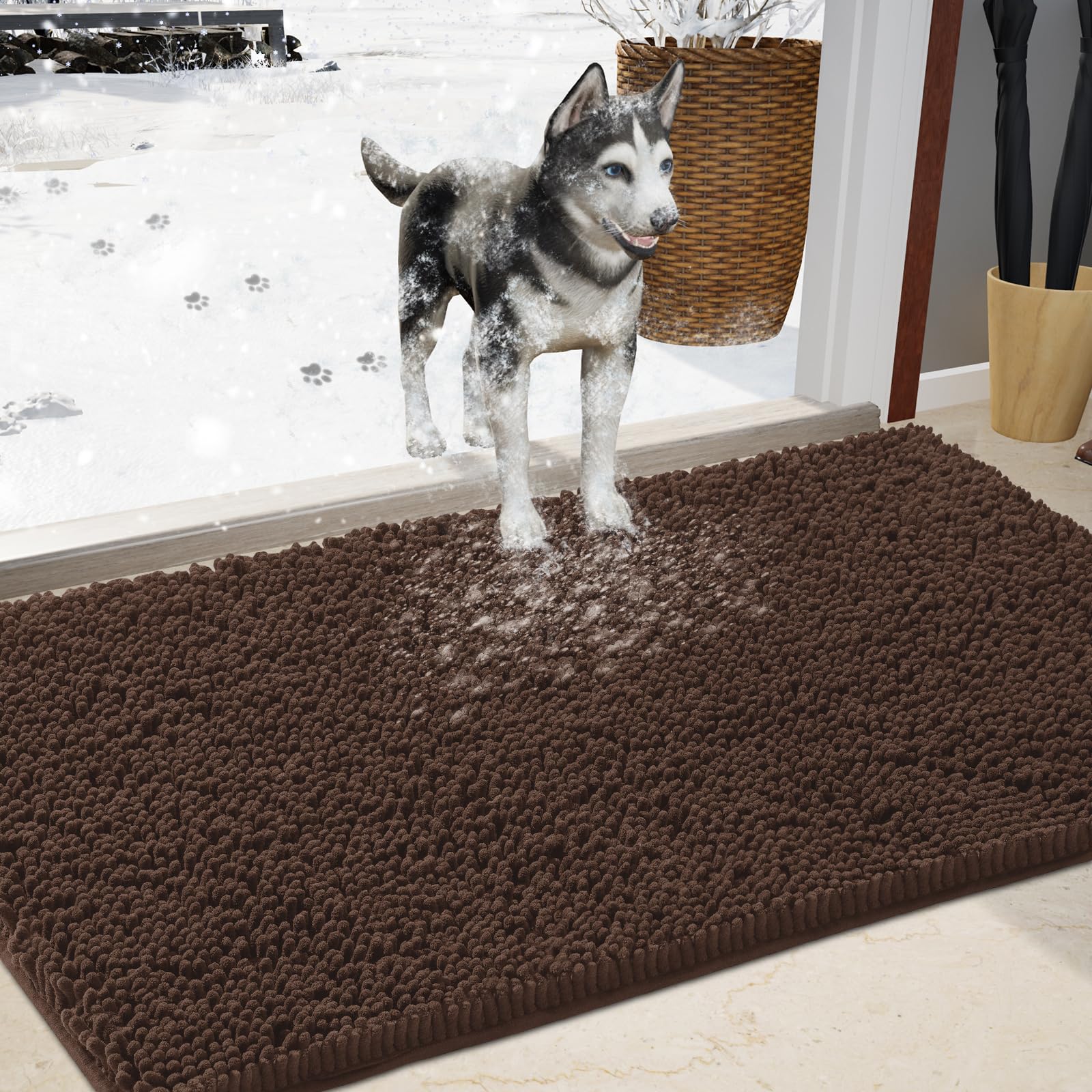 IM HOME Durable Chenille Absorbent Door Mat Indoor