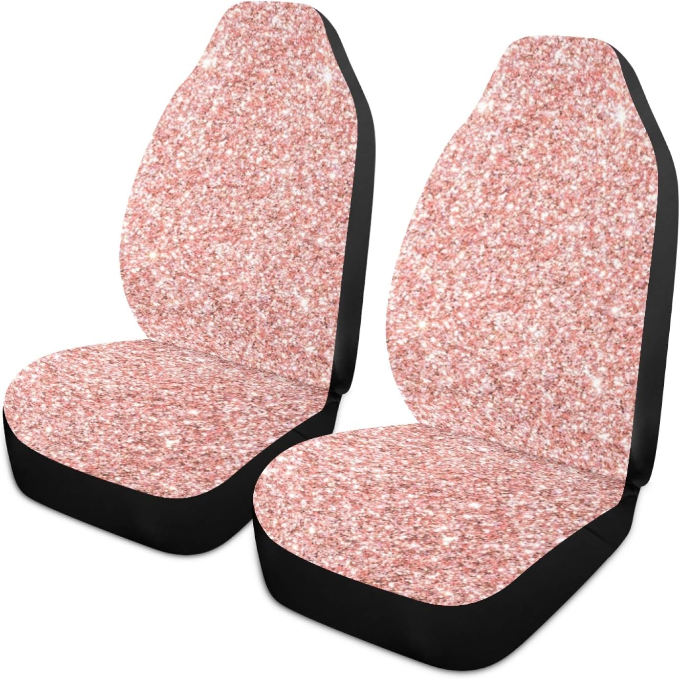 Qilmy Rose Gold Glitter Texture Car Seat Covers Universal