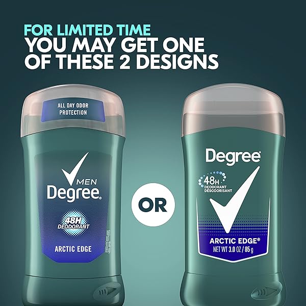 DEGREE MEN ORIGINAL ALUMINUM FREE DEODORANT FOR MEN, 48-HOUR ODOR PROTECTION, ARCTIC EDGE 3 OUNCE (PACK OF 6)