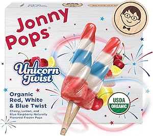 JonnyPops Unicorn Twist Organic Red, White & Blue Twist Frozen Pops 6ct