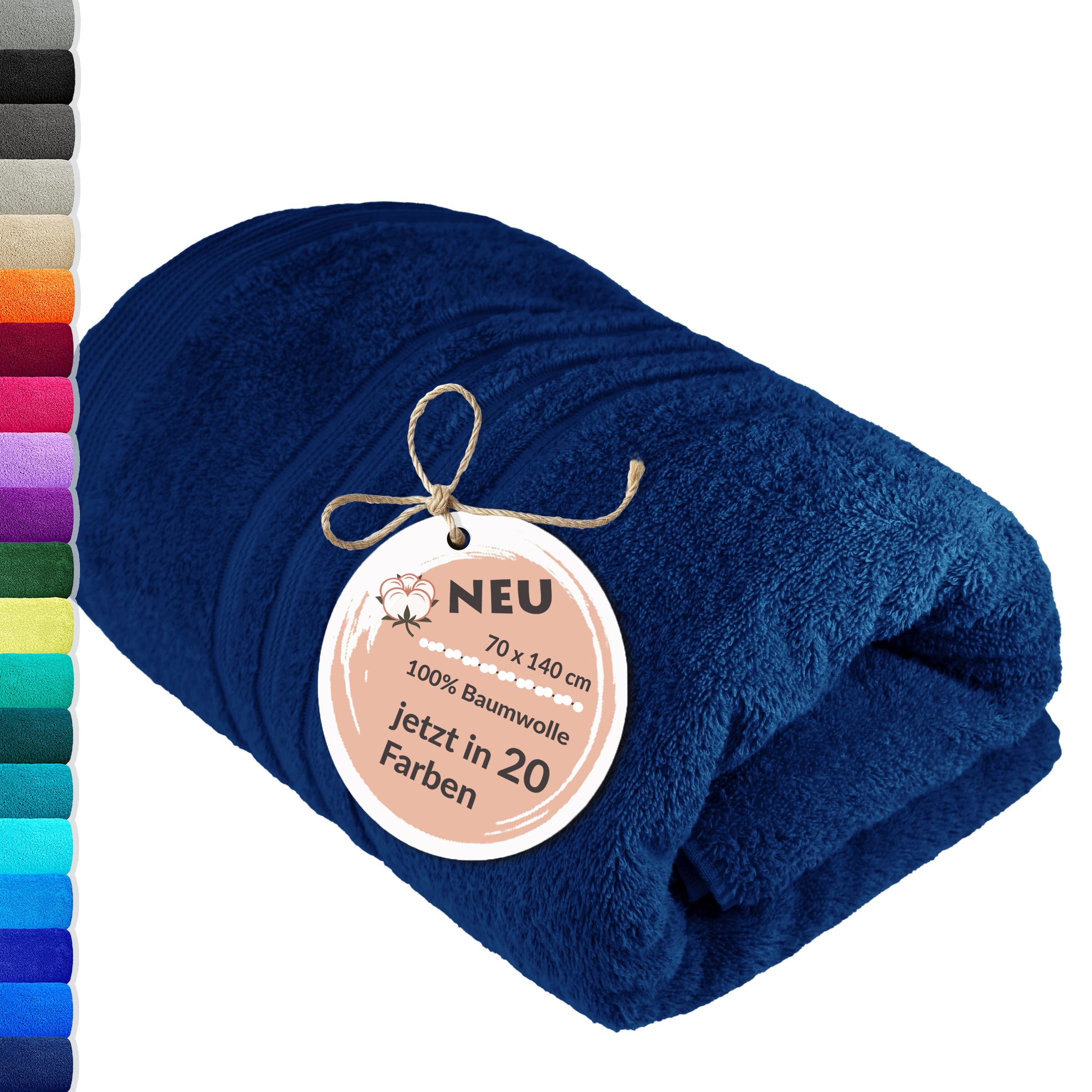 Lashuma Bath Towel, 100% Cotton, Navy Blue, 70 x 140 cm