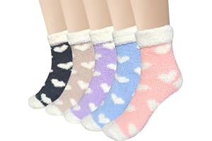 Loritta 5 Pairs Womens Fuzzy Socks Winter Warm Cozy Fluffy Super Soft Slipper Socks