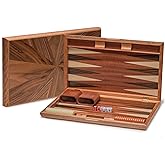 Yellow Mountain Imports Wooden Inlaid Backgammon Set, Cascadia - with Acrylic Playing Pieces &amp; Wooden Dice Cups, 17-inch Board