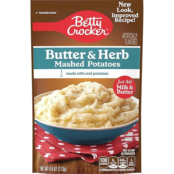 BETTY CROCKER BUTTER & HERB MASHED POTATOES, 4 OUNCES