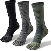 ORVYTHA Merino Wool Toe Socks For Hiking Men&Women Thermal Winter Warm Boot Work Cushion Five Finger Socks 3 Pairs