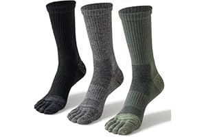ORVYTHA Merino Wool Toe Socks For Hiking Men&Women Thermal Winter Warm Boot Work Cushion Five Finger Socks 3 Pairs