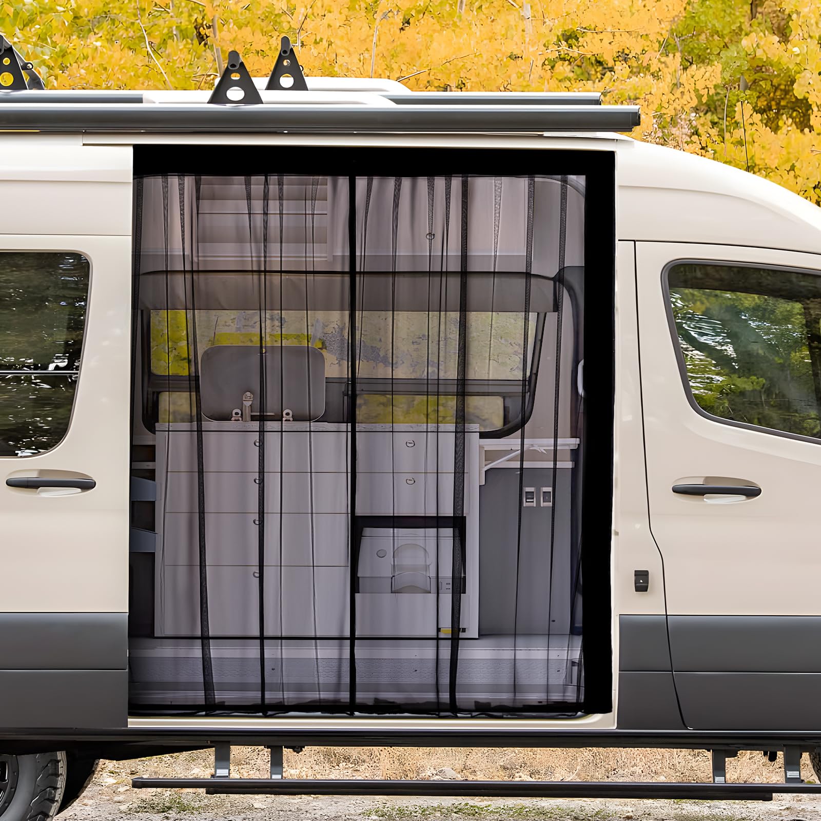 Photo 1 of *FOR PARTS* ZATOOTO Van Bug Screen Magnetic Side Sliding Door Van Mesh Screen Curtain Easy to Install and Remove, Universal Magnetic Fly Screen for Mercedes Sprinter Motorhome Campervan, 83"(H) x 59"(W)