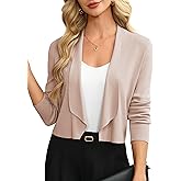 GRACE KARIN Womens Cropped Sweater Blazer Lightweight Cardigan Dressy Work Long Sleeve Shrug Knit Blazer Business Casual