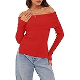 ZAFUL Womens Off The Shoulder Pullover Sweater Long Sleeve Fall Ribbed Knit Tops Sexy Y2K Outfits