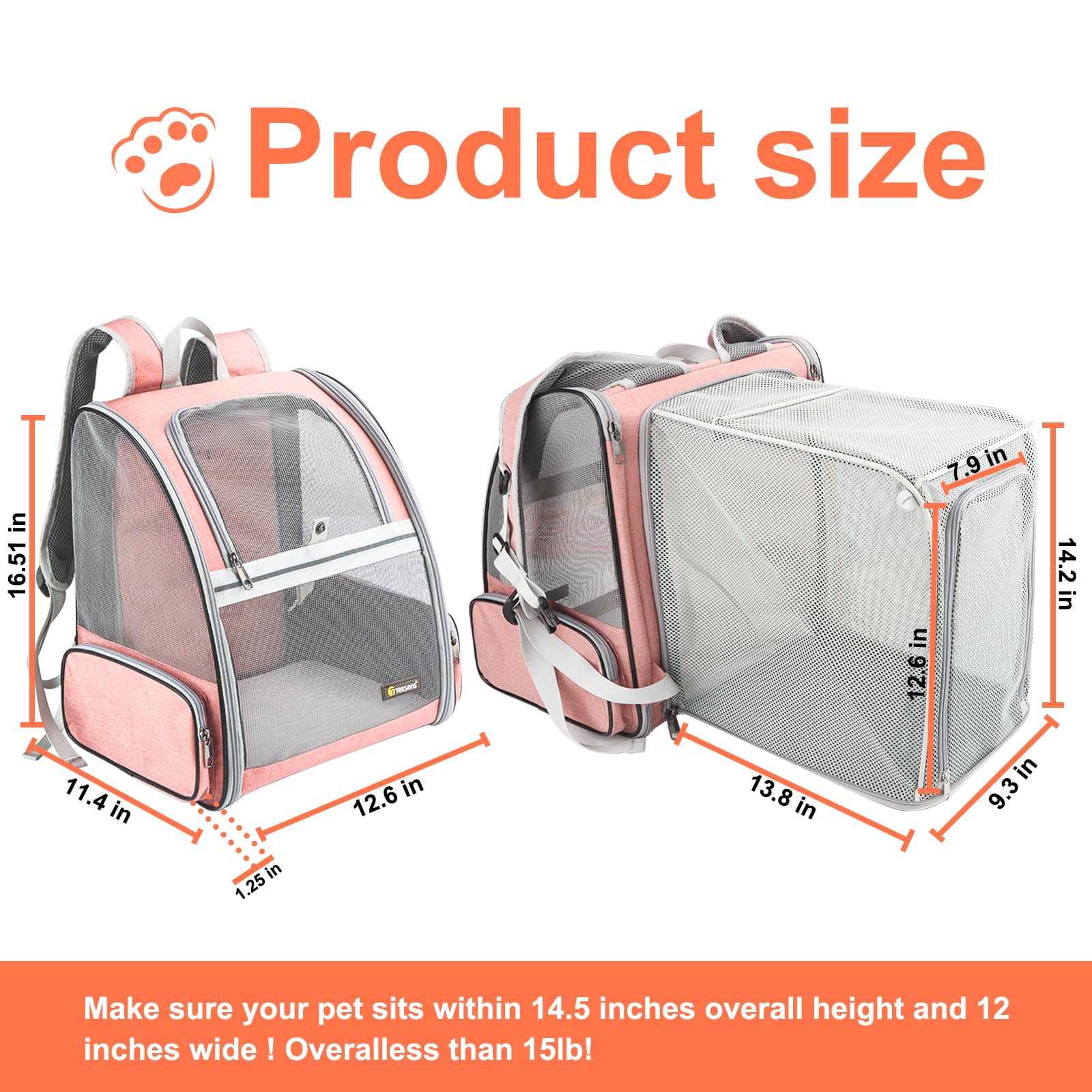 Texsens Innovative Traveler Bubble Backpack Pet Carriers with Upgraded Breathable & Expandable Tent for Cats and Dogs