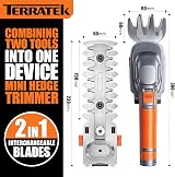Terratek 2 in 1 Cordless Hedge Trimmer 7.2V with 2 Blades 120mm view 3
