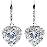 Savlano 14K Gold Plated Cubic Zirconia Hanging Dangle Heart Cut Earrings for Women