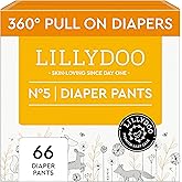 LILLYDOO Diaper Pants Toddlers - Size 5 (24+ lbs), Half-Monthly Supply (66 Count), Skin-Friendly, Ultrasoft, Chlorine-Free, Snug Fit & Absorbent Pull On Diapers