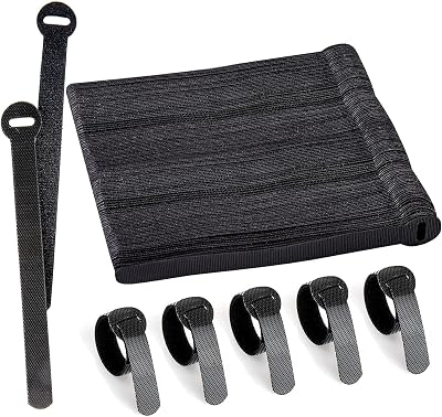 Armiz 100 x Reusable Cable Straps Black Adjustable Hook & Loop 12mm x 150mm