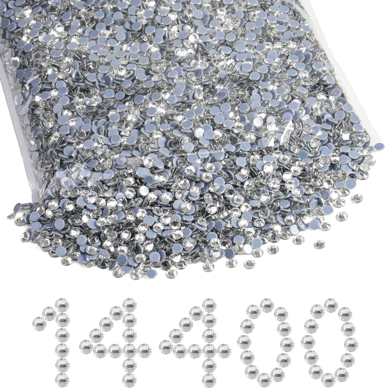 Beadsland Hotfix Rhinestones Bulk, 14400Pcs Crystal Hot Fix Rhinestones for Crafts Clothes DIY Decoration, Crystal, SS16, 3.8-4.0mm