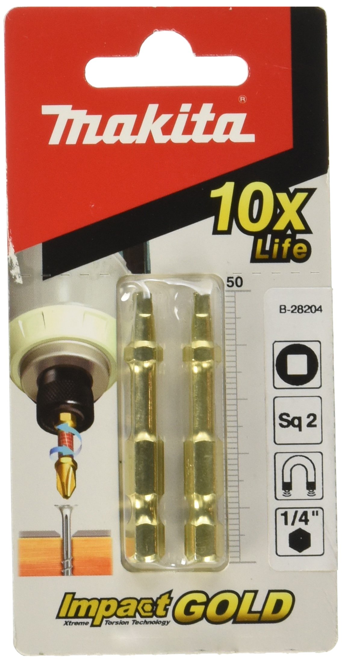 Makita B-28204 Impact Gold Torsion Bits, 50mm