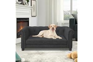 VYNELITO Dog Sofa Couch for Medium to Large Dogs, Memory Foam Pet Sofa Couch with Washable Fabric, Durable Elevated Dog Bed with Legs, Removable Cushion for Medium and Large Dogs, Black
