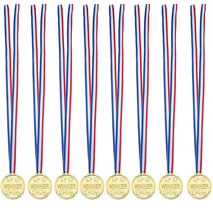 knowing 24 Stücke Kinder Kunststoff Medaille,Gold Kunststoff Sieger