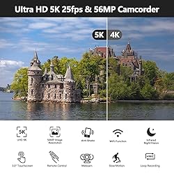 5K Video Camera Camcorder 56MP Wifi IR Night Vision