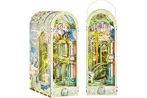 Tonecheer DIY Book Nook Kit for Adults, 3D Puzzle Wooden Miniature House Kit, Booknook Dollhouse Bookshelf Insert Decor Booke