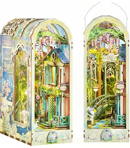 Kit de coin de livre avec lumières LED | Puzzle 3D à monter soi-même pour étagère | Décoration de petite maison faite à la main pour praticiens amateurs et décoration d'intérieur