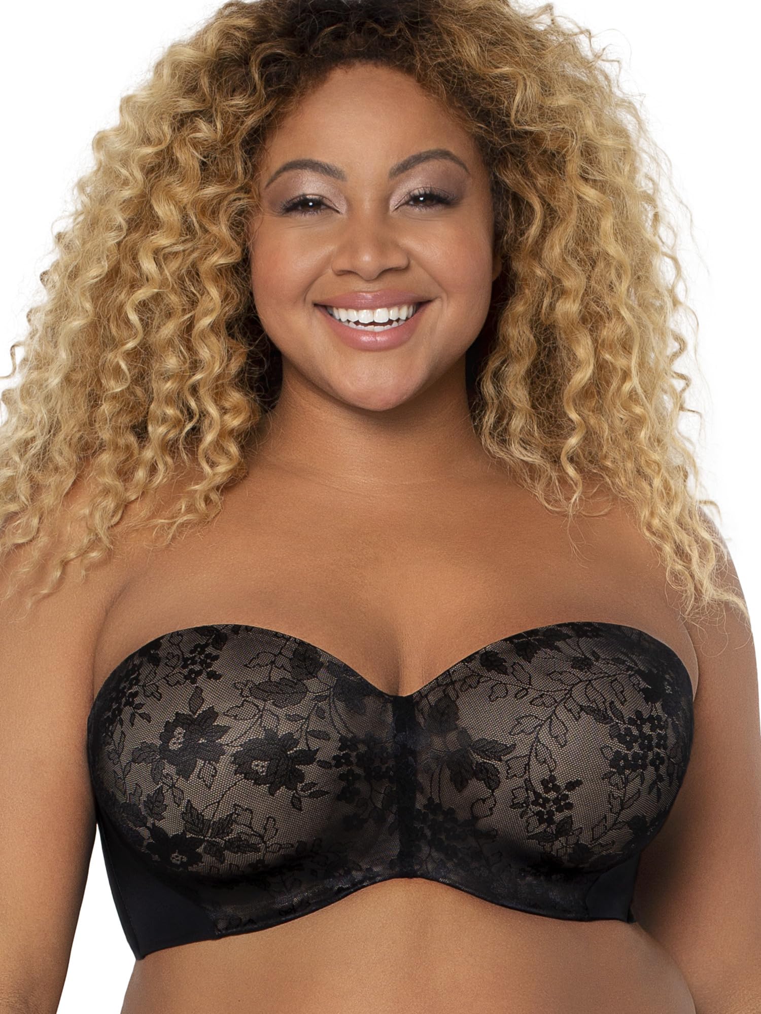 Curvy Couture Women’s Plus-Size Strapless Sensation Multi-Way Bra, Black, 38 DD