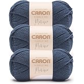 Caron Simply Me Merino Soft Yarn for Crocheting, Deep Water Heather, 3-Pack | #3 Light DK Yarn, 50% Merino Wool &amp; 50% Acrylic, Soft Yarn for Crocheting, Knitting &amp; DIY Crafts, 215yd, 100g/3.5oz per skein